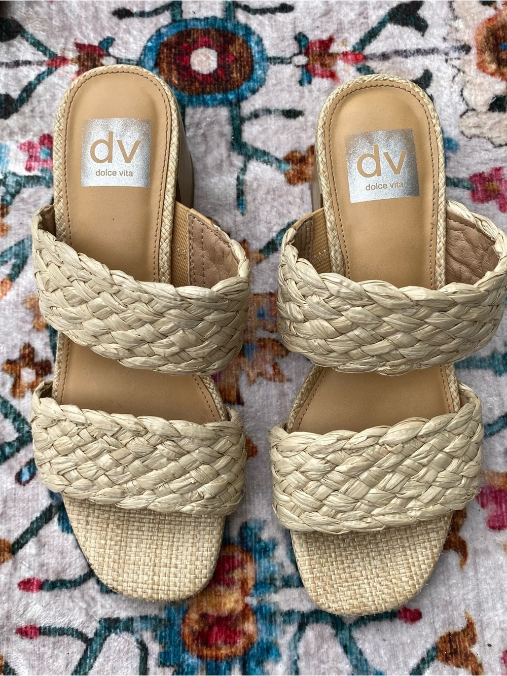 Dolce Vita Braided Cream Double-Strap Slide Mules